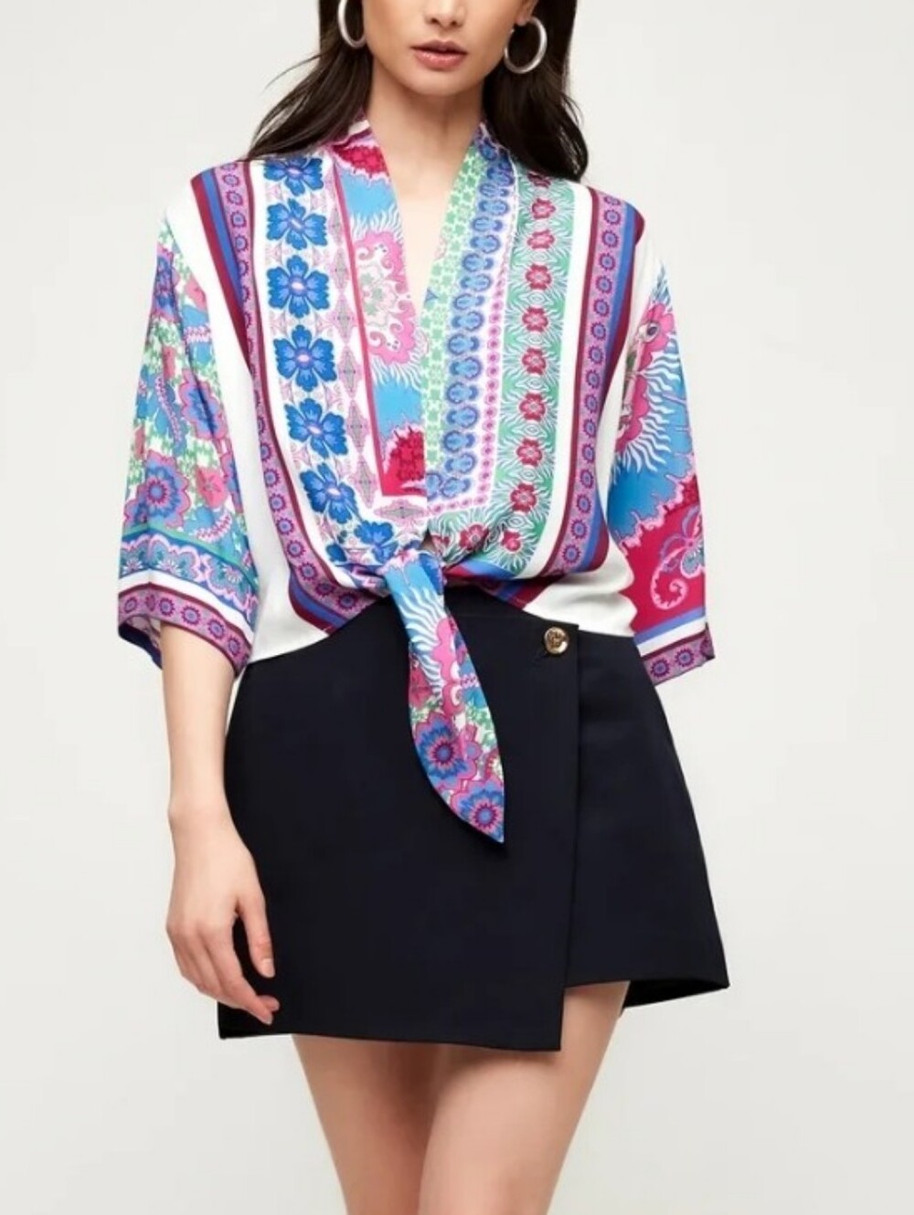 Fifteen Twenty Daria Blouse Lisboa Inspired Print Elbow Length Blouse Size Small